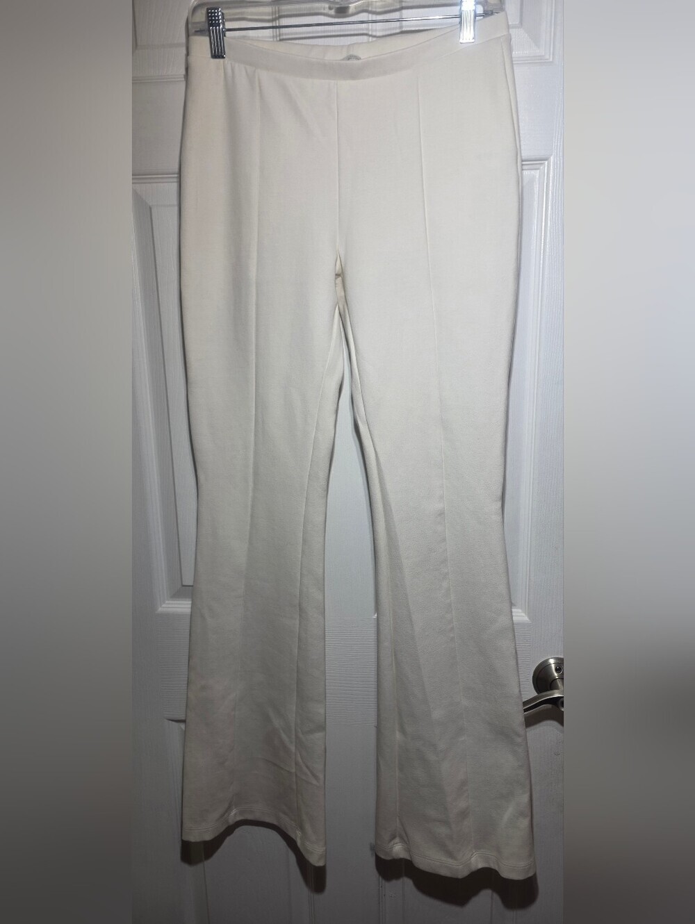 Zara Cream Pull On Flare Pants Women’s Size L Soft Stretch Minimalist